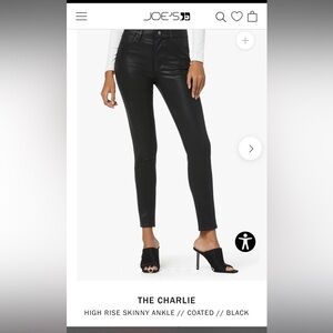 JOE’S JEANS - THE CHARLIE
HIGH RISE SKINNY ANKLE // COATED // BLACK